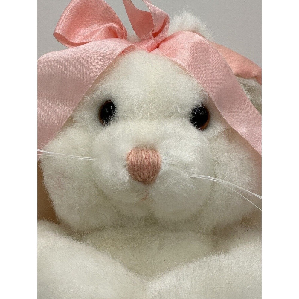 Vtg 1992 Dakin Bunny Rabbit Plush Stuffed Animal‎ Floppy Satin Ears Heart Easter - Picture 2 of 10